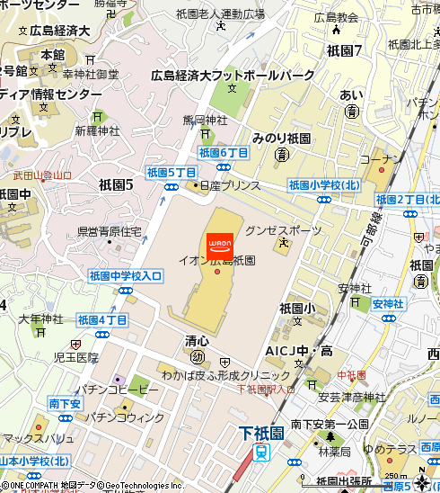 イオンスタイル広島祇園付近の地図